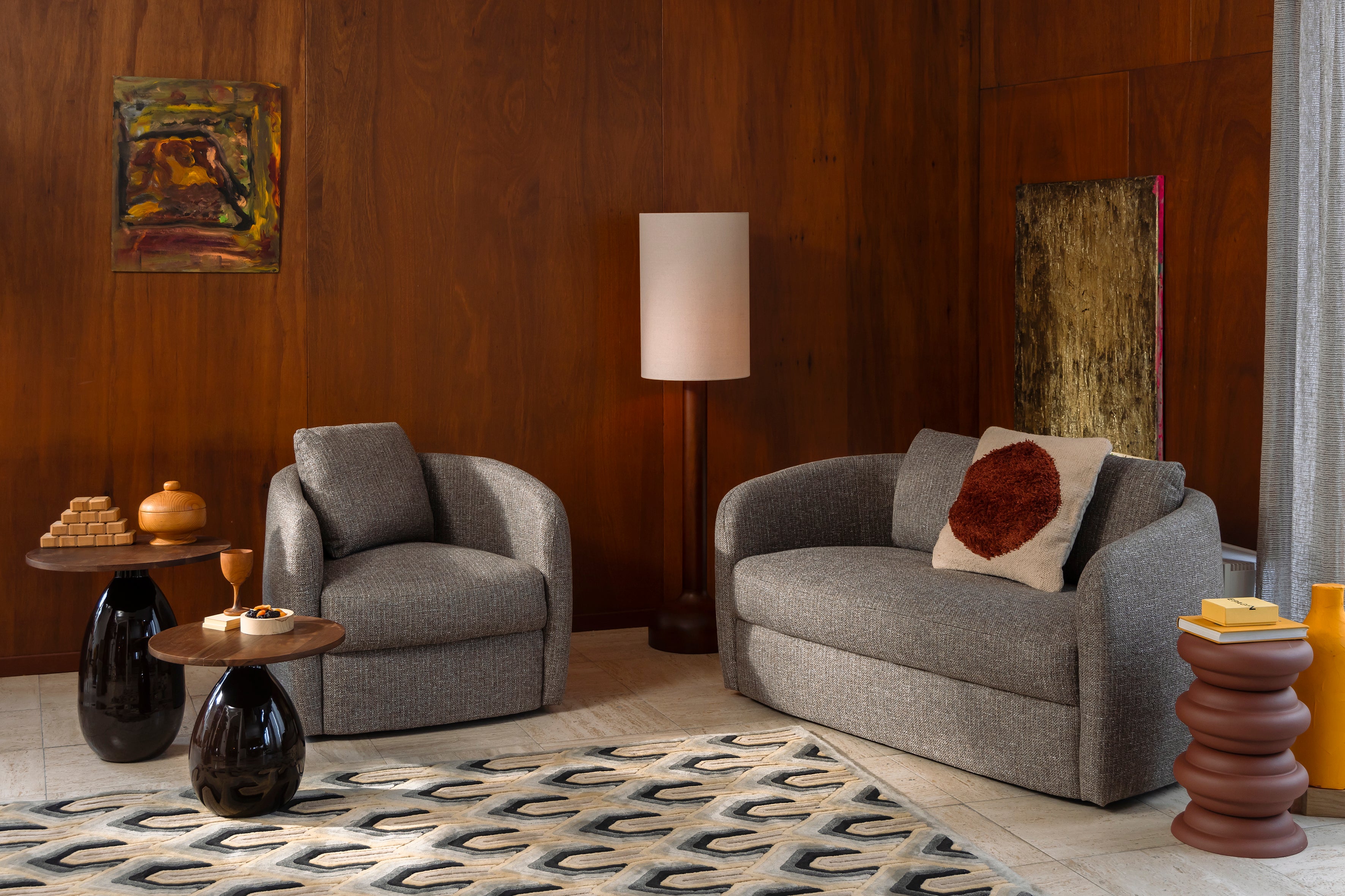 Dutchbone Jones Soft Organic Brown Wood Floor Lamp